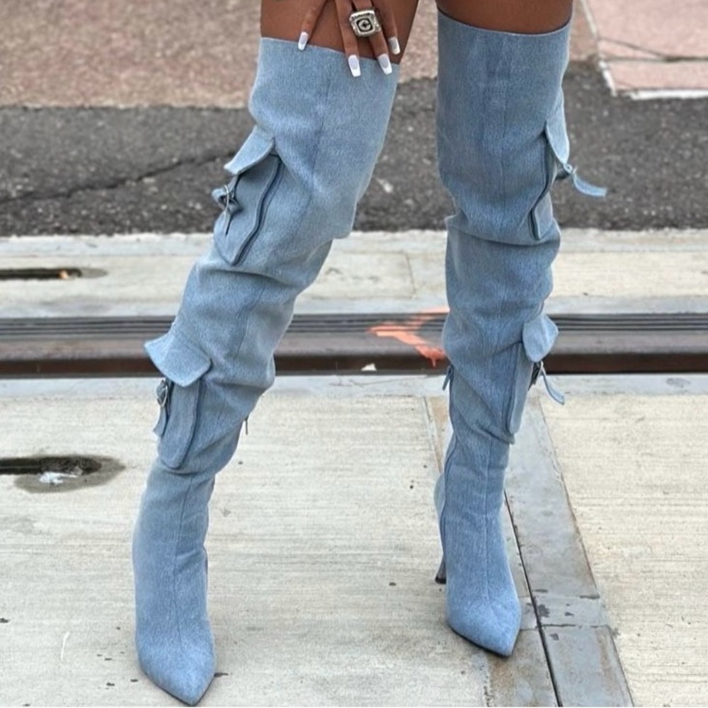 Steve Madden Light Blue Over-the-Knee Boots